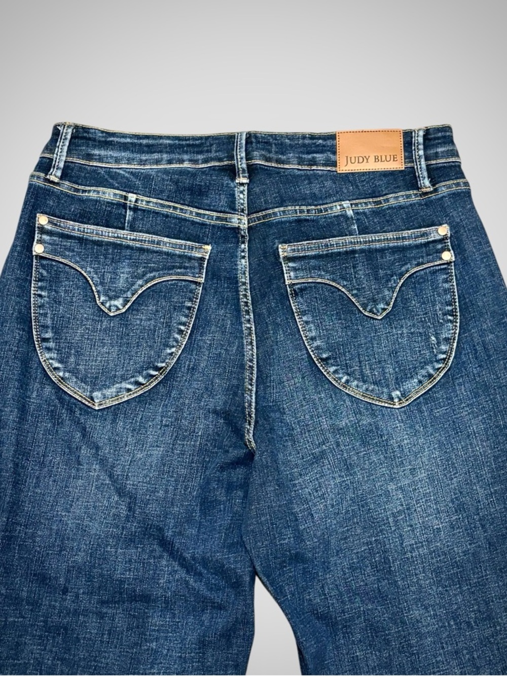 JUDY BLUE Los Angeles Flare Fit High Rise Dark Wash Stretch Jeans 14W Plus Retro - Picture 10 of 16